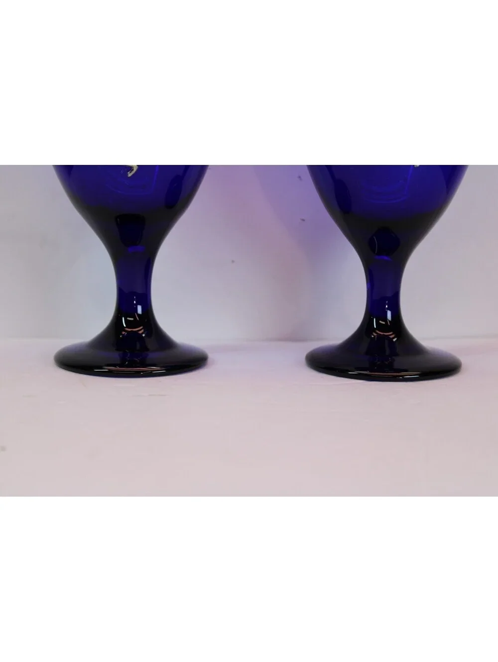 Vtg Cobalt Blue Glass Goblets w/Applied Pewter Dragon Jewels 12 oz. Set/2 NC